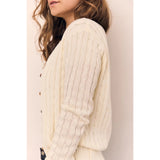 Round Neck Classic Cable Knit Cardigan AAB578