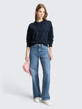 Loose Fit Sweatshirt With Embroidery - Navy/Pink