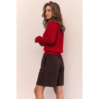Round Neck Classic Cable Knit Cardigan AAB578