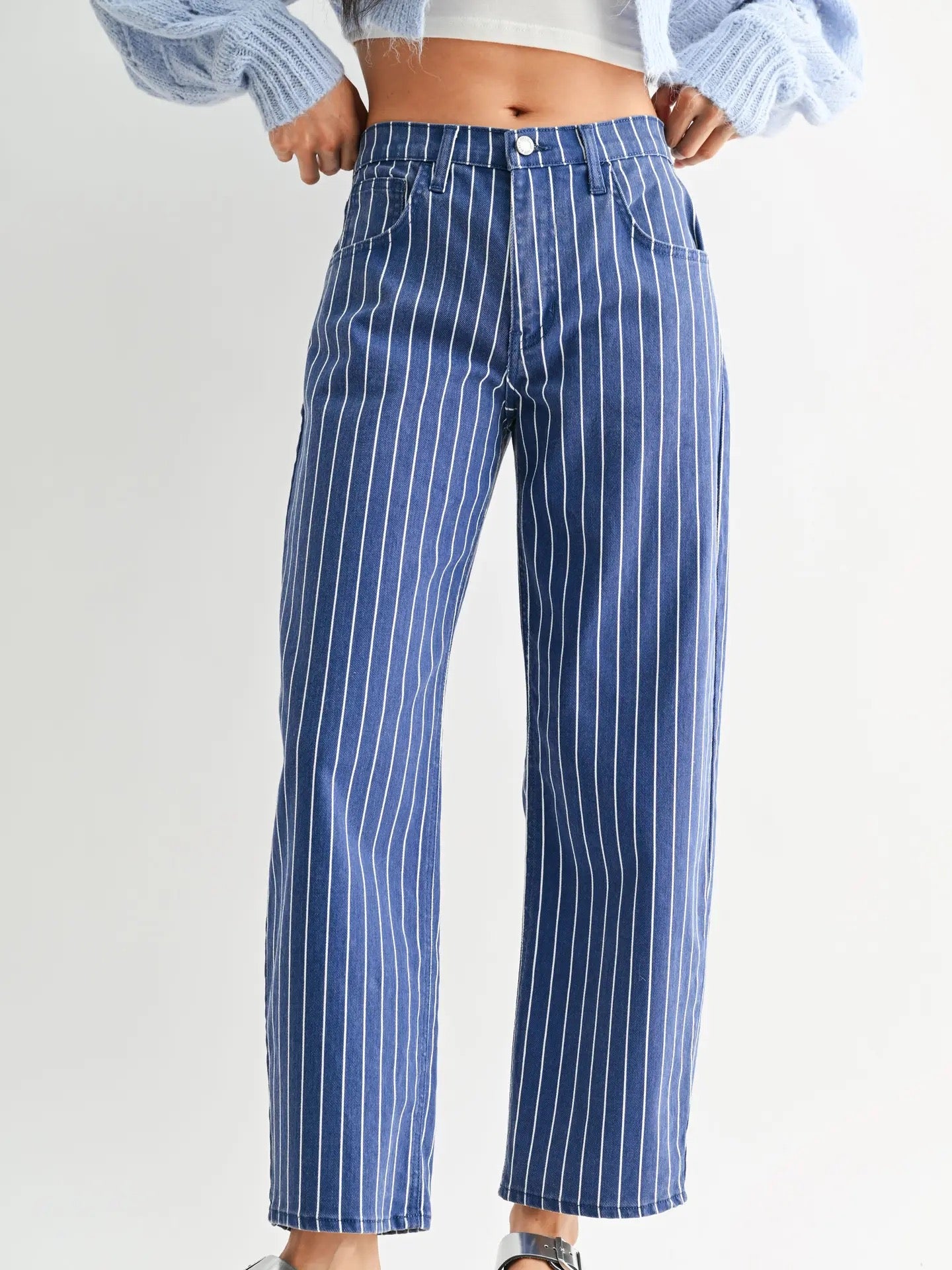 Barrel Jean - Navy Stripe