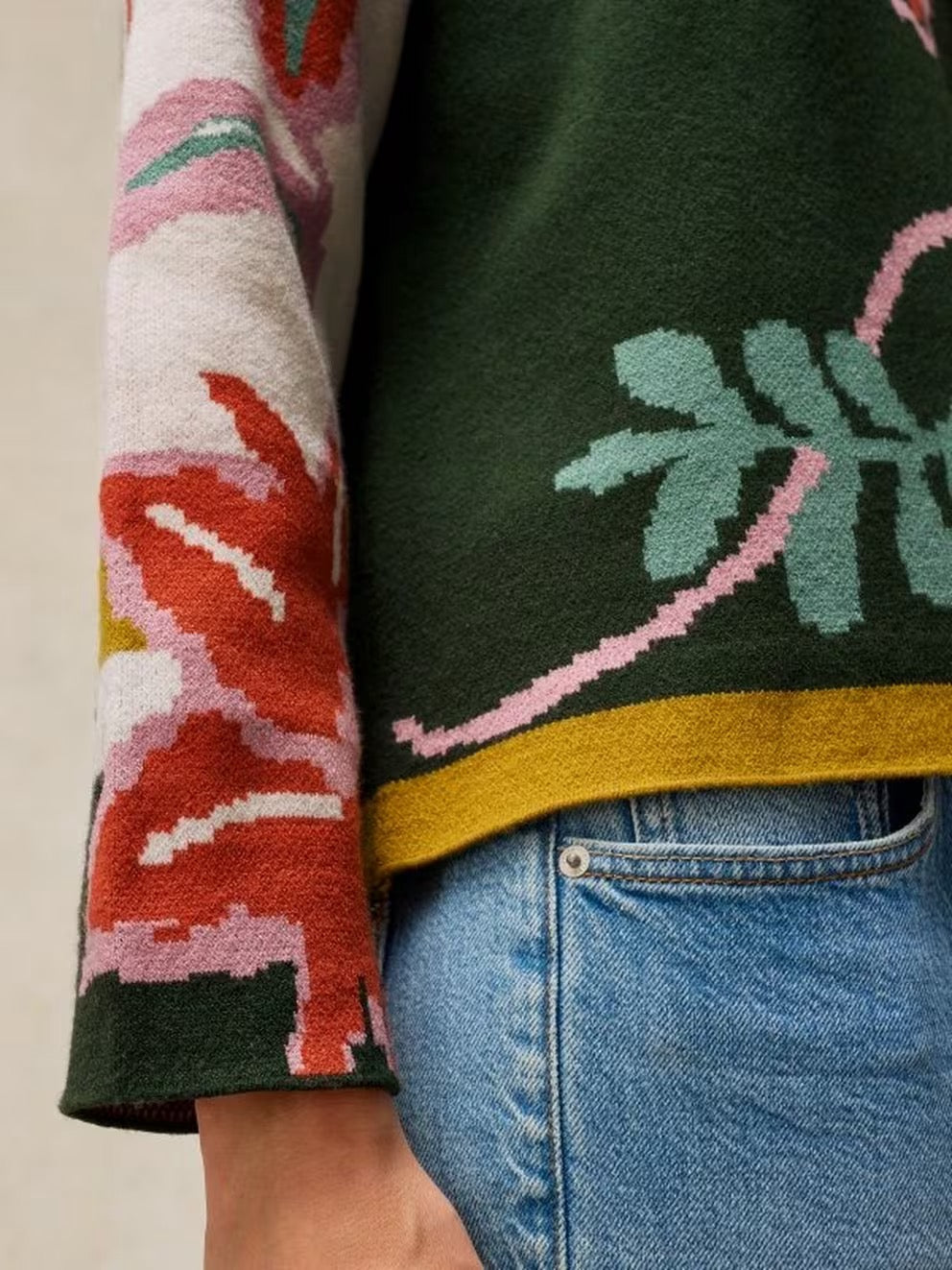 Fabia Floral Jumper - Green Multi
