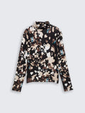 Turtleneck T Shirt - Abstract Print