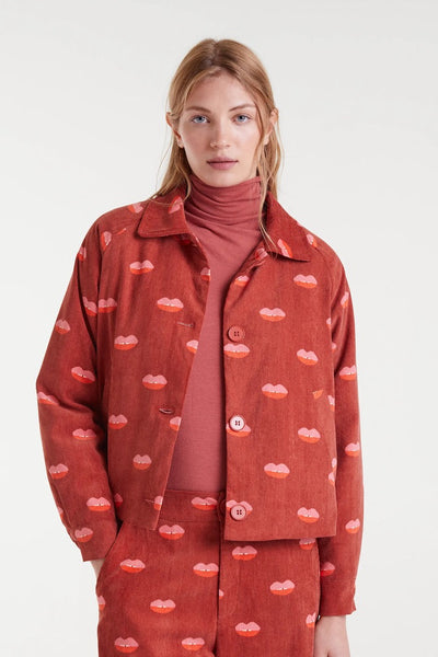 Lips Corduroy Jacket - Red Multi