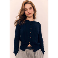 Round Neck Classic Cable Knit Cardigan AAB578