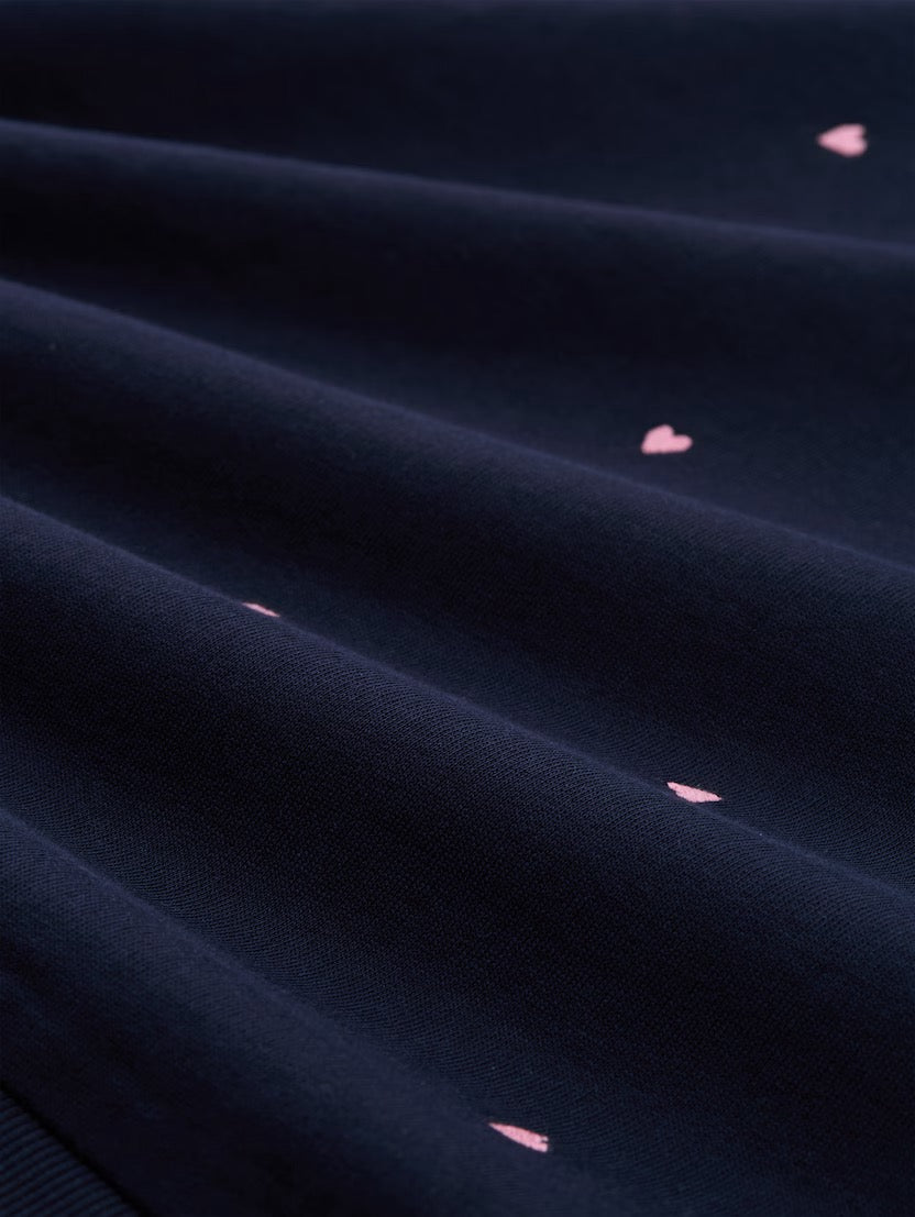 Loose Fit Sweatshirt With Embroidery - Navy/Pink