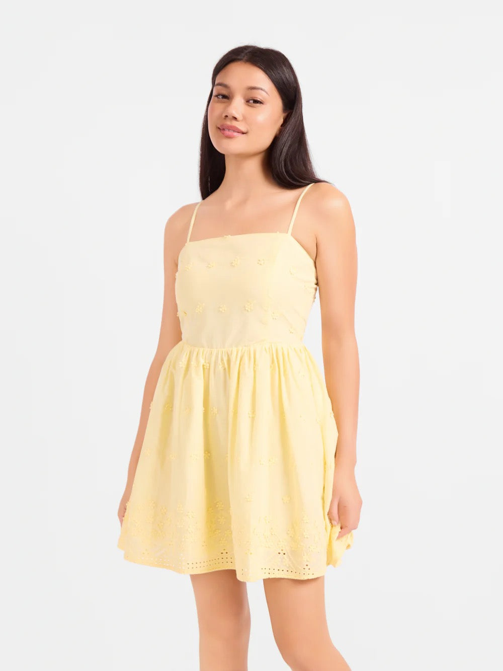 Beachglass Embroidered Mini Dress - Yellow