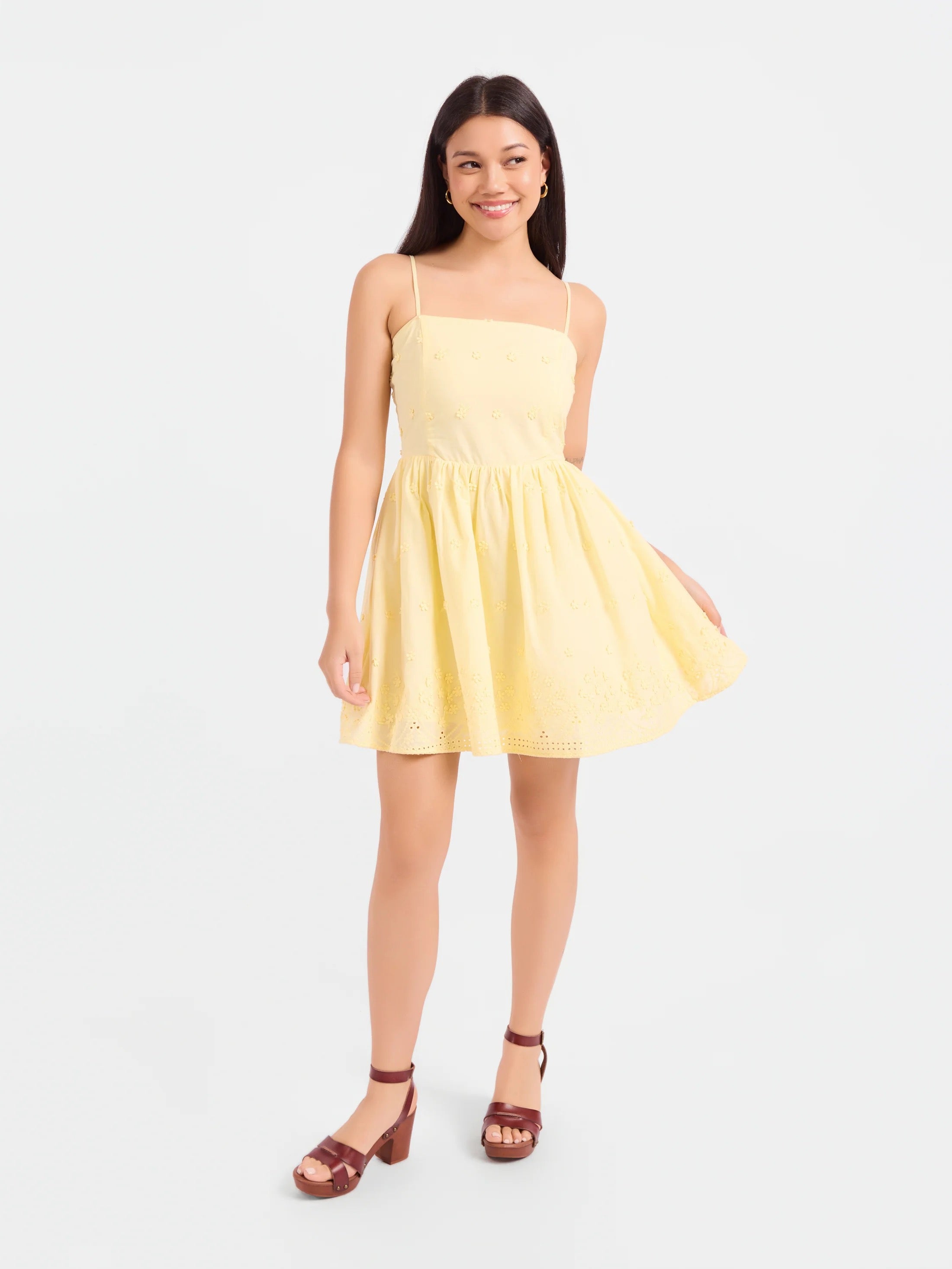 Beachglass Embroidered Mini Dress - Yellow