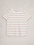 Clara Stripe Short Sleeve Tee - Ivory Print