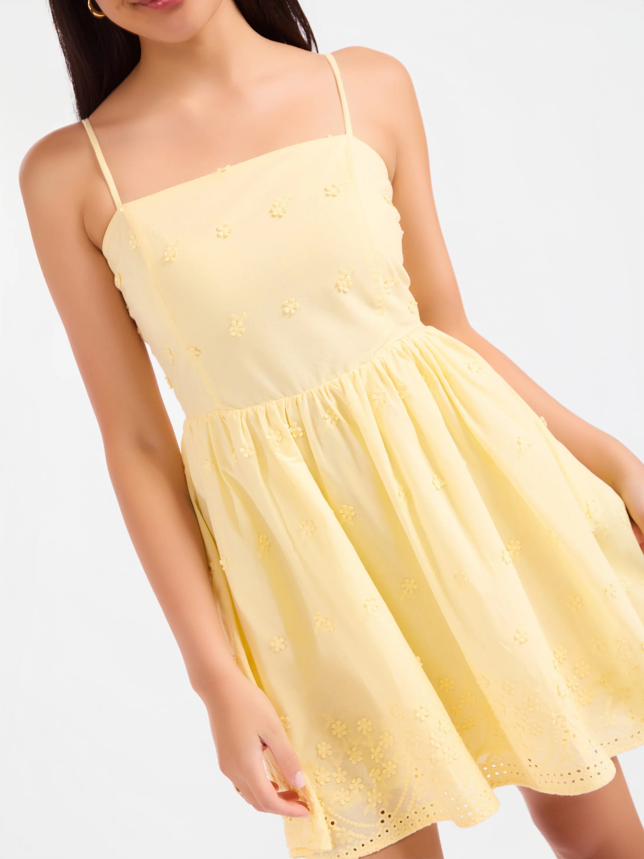 Beachglass Embroidered Mini Dress - Yellow