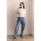 Contrast Colour Sweater - Off White/Blue