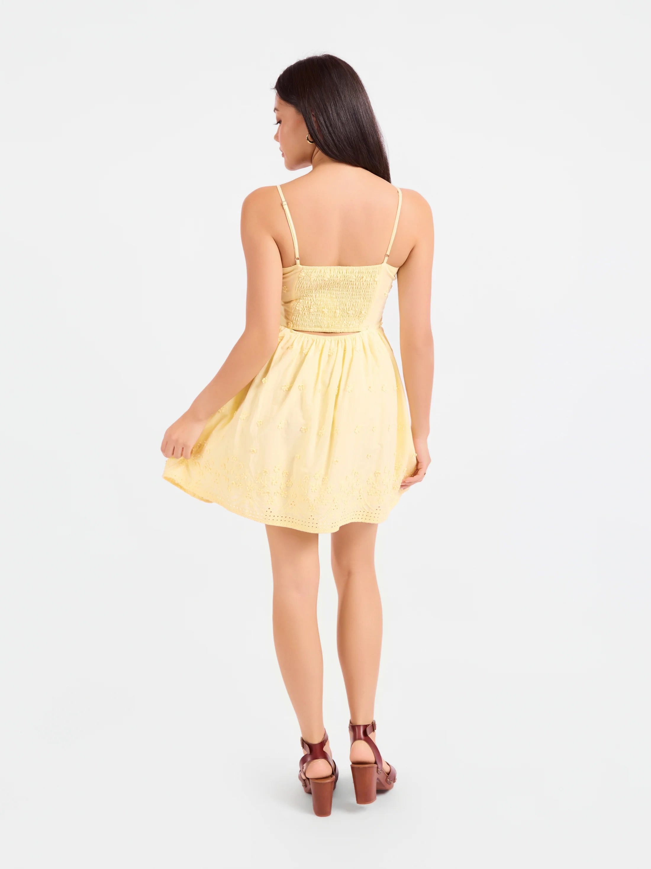Beachglass Embroidered Mini Dress - Yellow