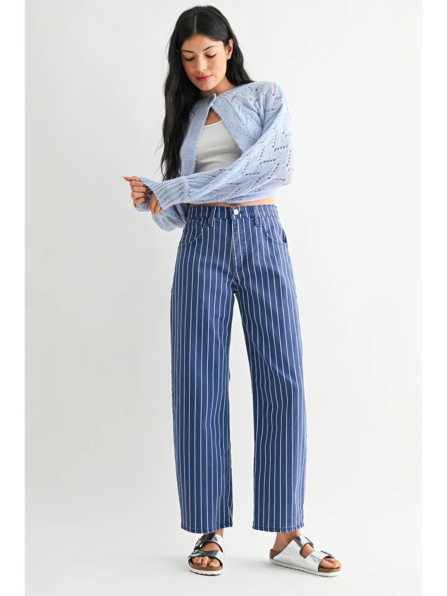 Barrel Jean - Navy Stripe