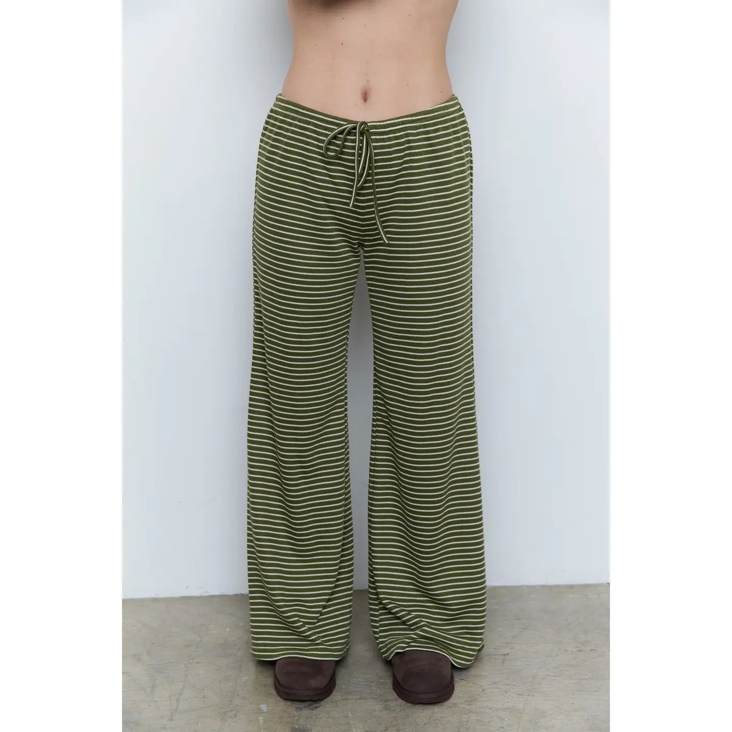 Striped Low Waist Straight Pants