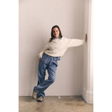 Contrast Colour Sweater - Off White/Blue