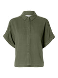 Wiva Short Sleeve Cropped Sun Shirt - Deep Lichen Green