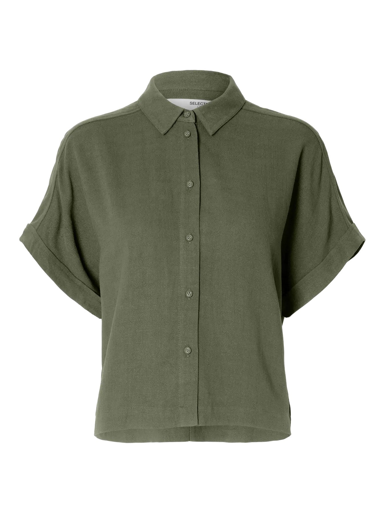 Wiva Short Sleeve Cropped Sun Shirt - Deep Lichen Green