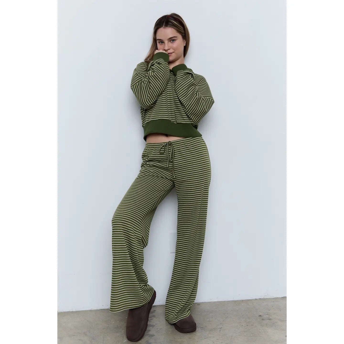 Striped Low Waist Straight Pants