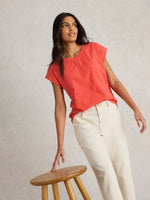 Betty Broderie Tee - Mid Pink