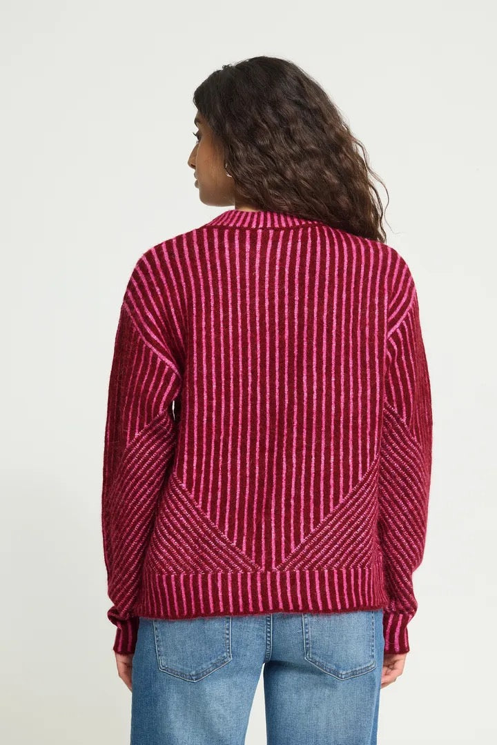 Kamara Long Sleeve Stripes Pullover - Rhododendron