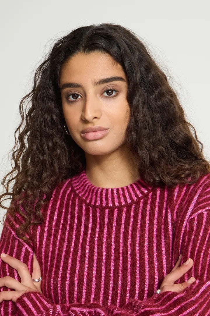 Kamara Long Sleeve Stripes Pullover - Rhododendron