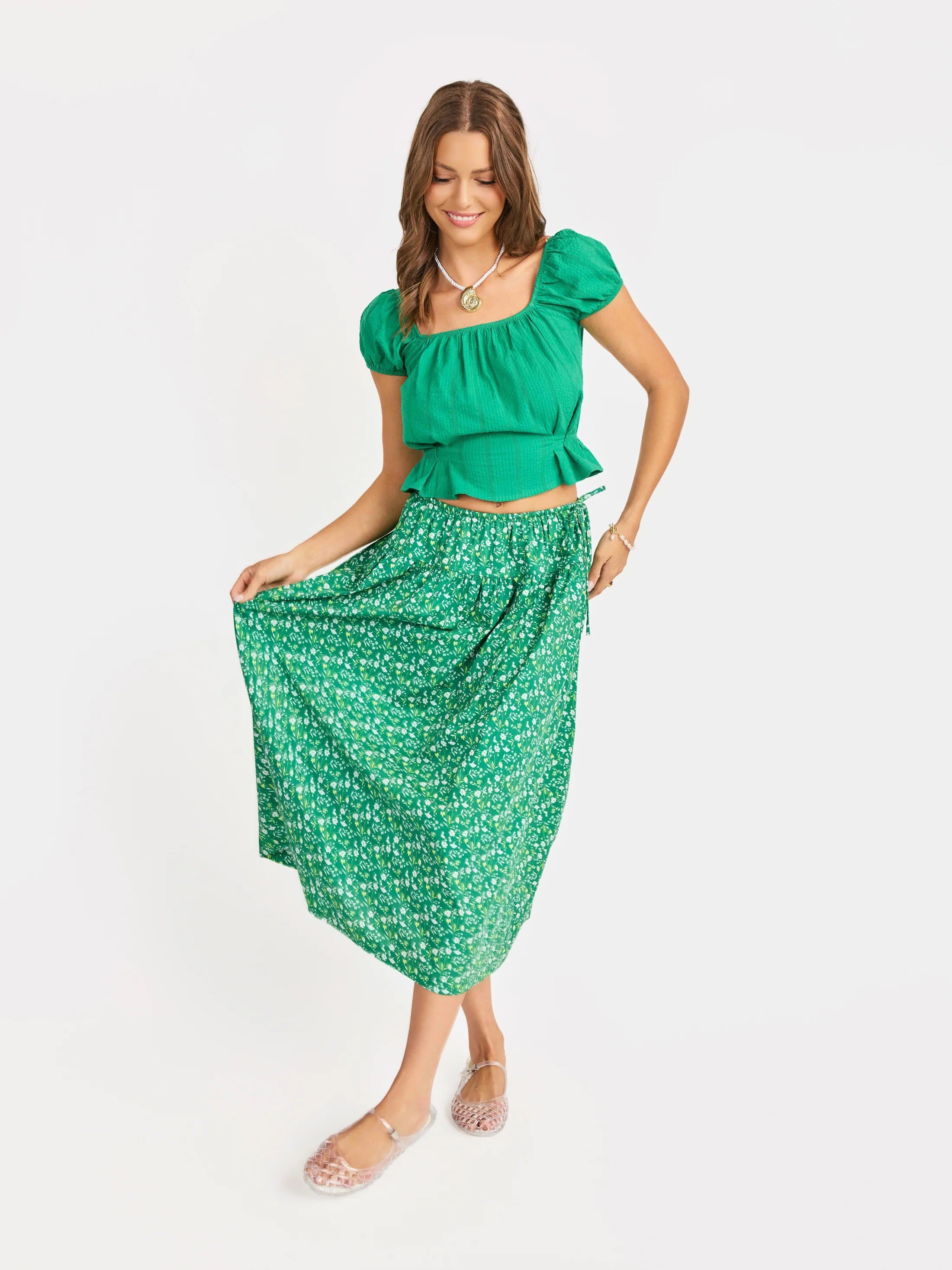 Sun Escape Midi Skirt - Green