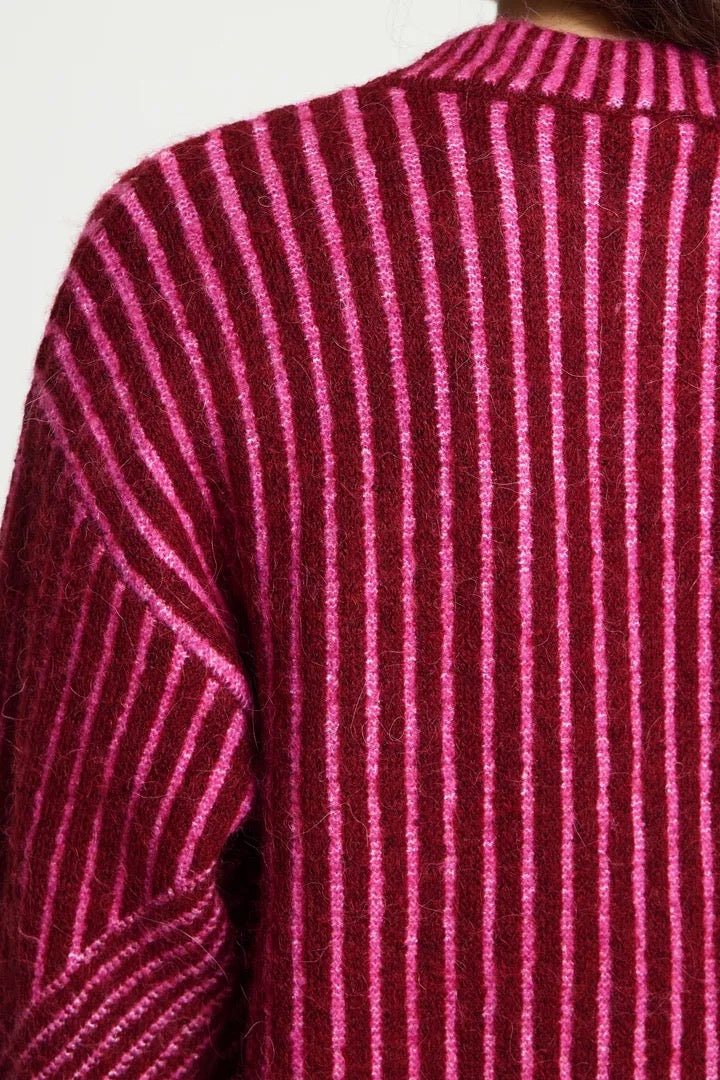 Kamara Long Sleeve Stripes Pullover - Rhododendron