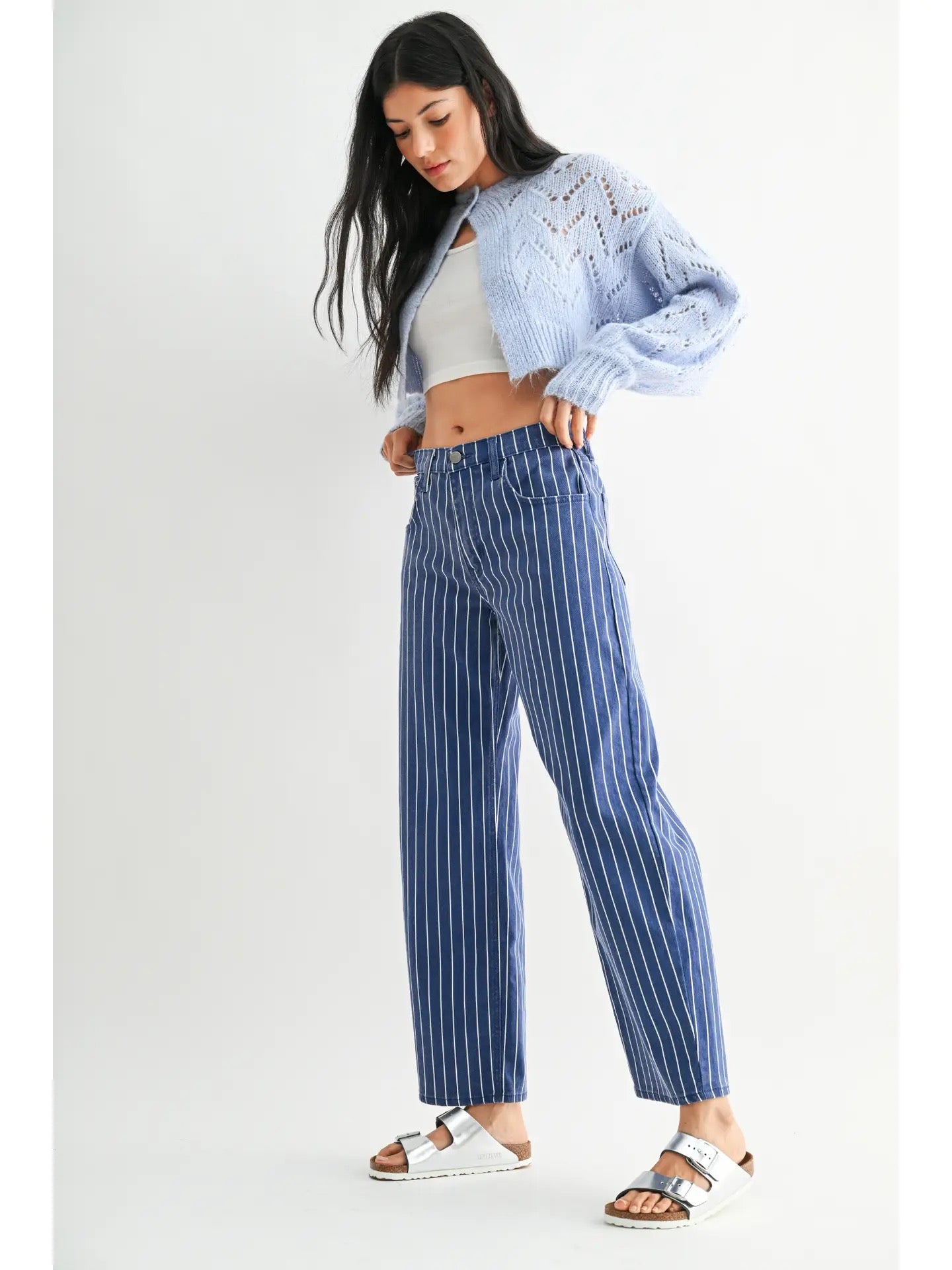 Barrel Jean - Navy Stripe