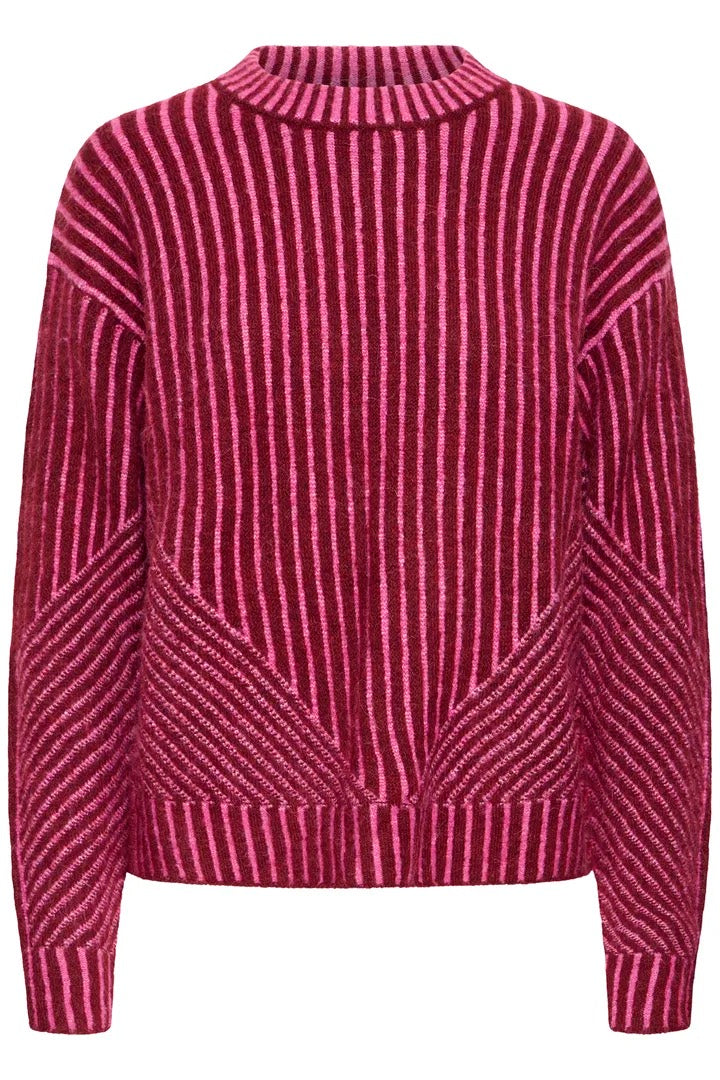 Kamara Long Sleeve Stripes Pullover - Rhododendron