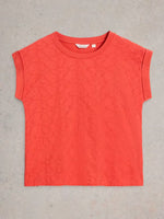 Betty Broderie Tee - Mid Pink