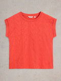Betty Broderie Tee - Mid Pink