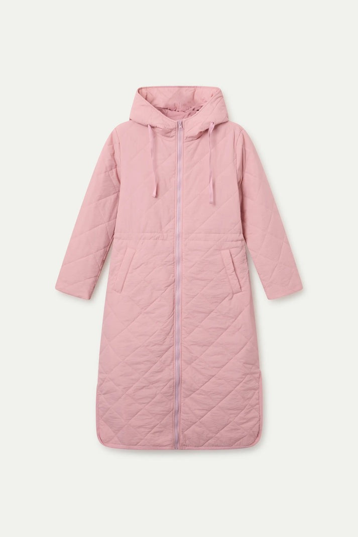 Long Hooded Quilted Coat