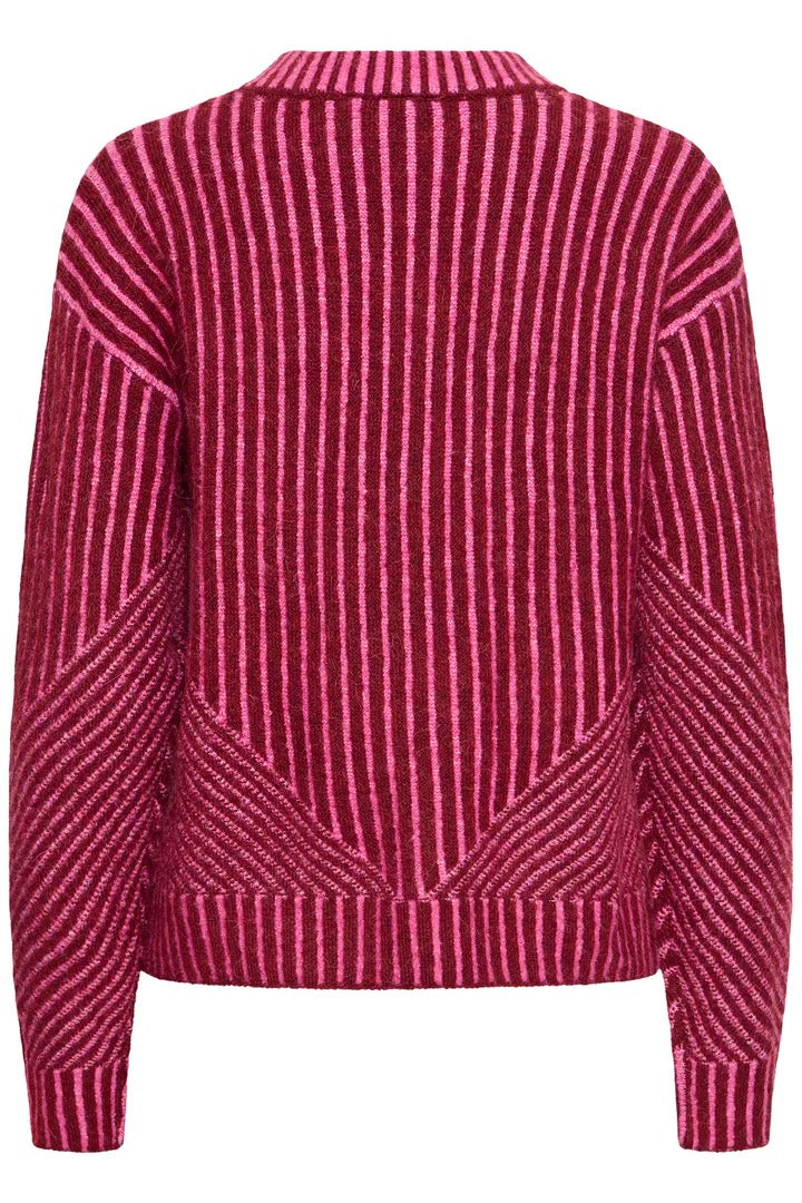 Kamara Long Sleeve Stripes Pullover - Rhododendron