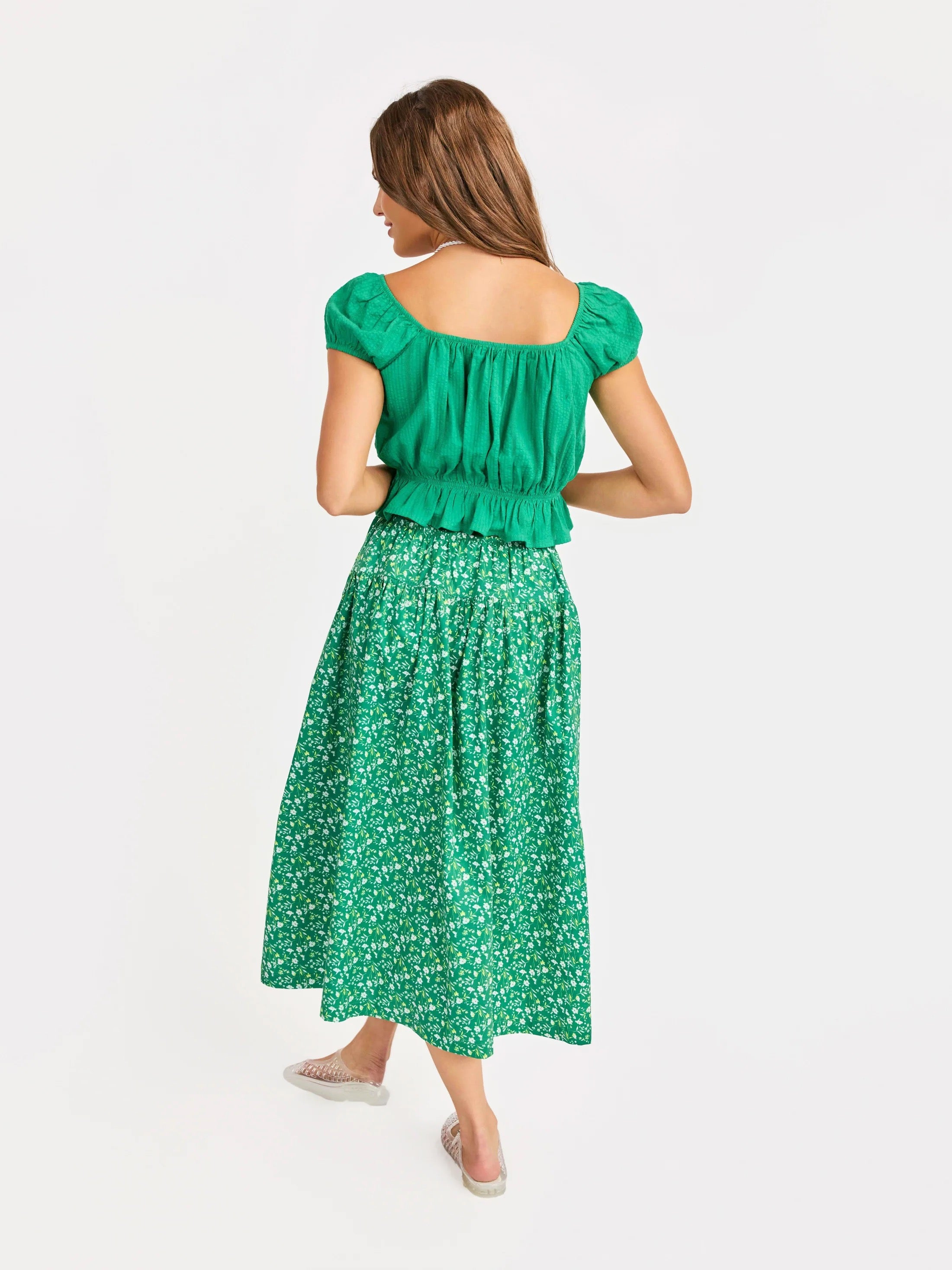 Sun Escape Midi Skirt - Green
