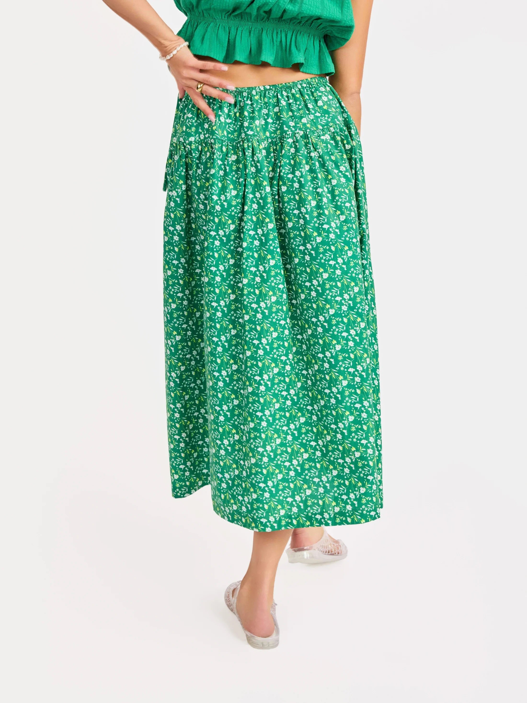 Sun Escape Midi Skirt - Green