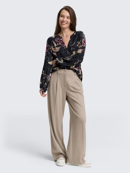 Loose Fit Patterned Blouse - Big Flower