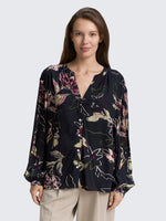 Loose Fit Patterned Blouse - Big Flower