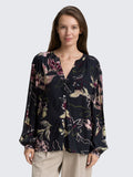 Loose Fit Patterned Blouse - Big Flower