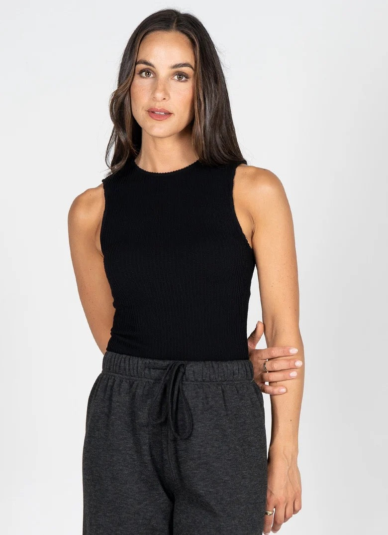 Bamboo Seamless Textured Crew Neck Tank