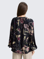 Loose Fit Patterned Blouse - Big Flower