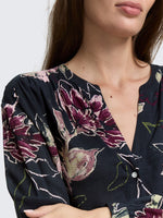 Loose Fit Patterned Blouse - Big Flower