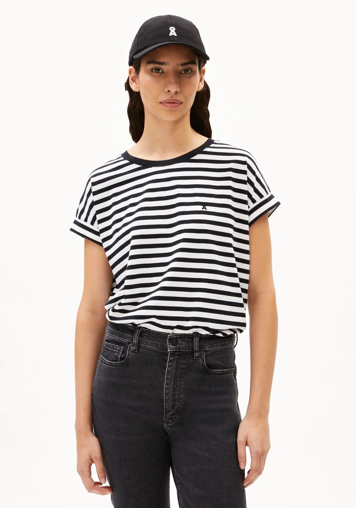 Idaara Stripes Organic Cotton T Shirt - White/Black