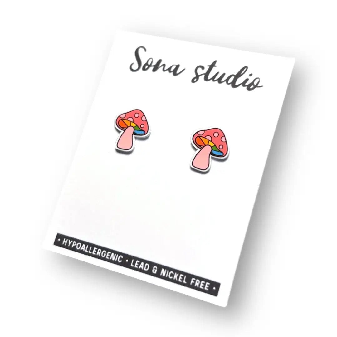 Pink Mushroom Earrings