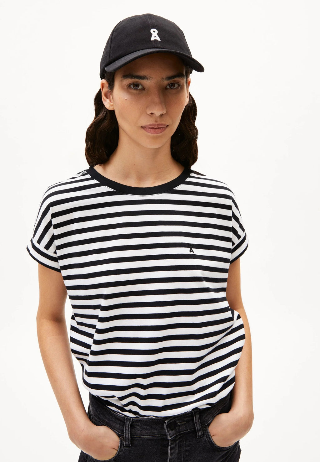 Idaara Stripes Organic Cotton T Shirt - White/Black