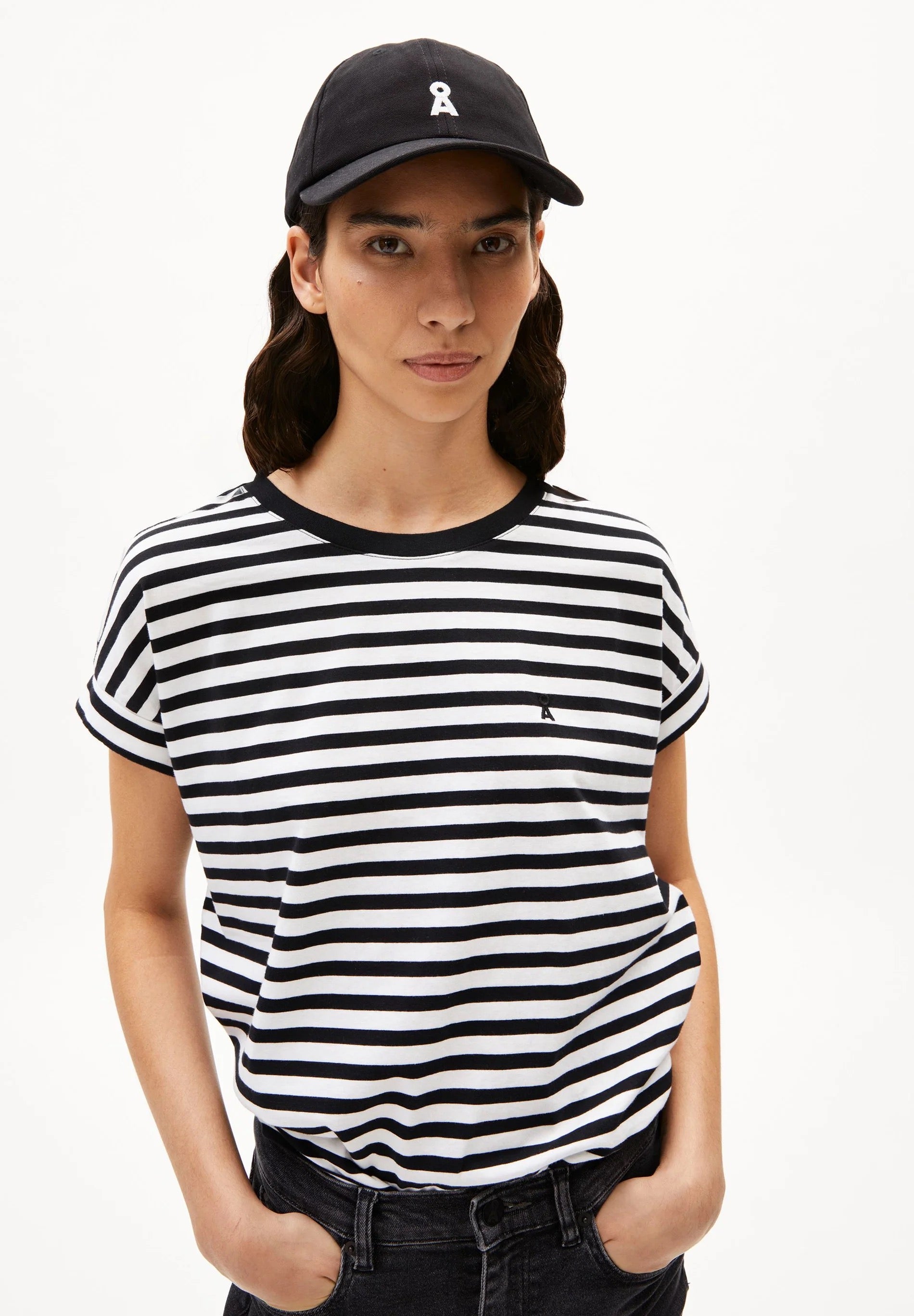 Idaara Stripes Organic Cotton T Shirt - White/Black