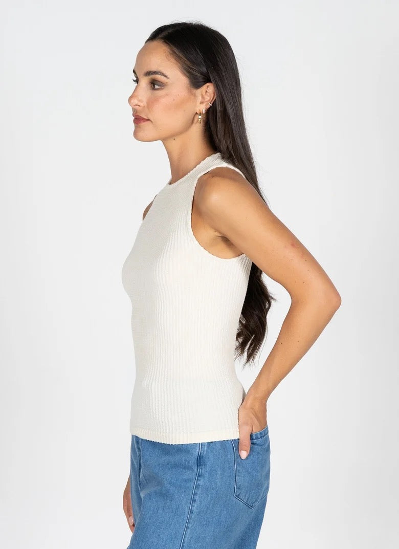 Bamboo Seamless Textured Crew Neck Tank