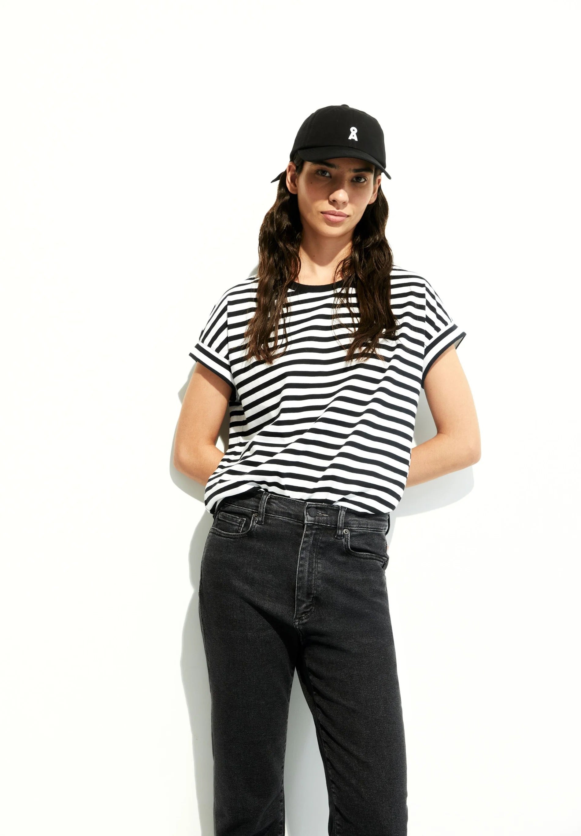 Idaara Stripes Organic Cotton T Shirt - White/Black