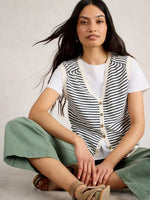 Naria Stripe Linen Vest - Navy Multi