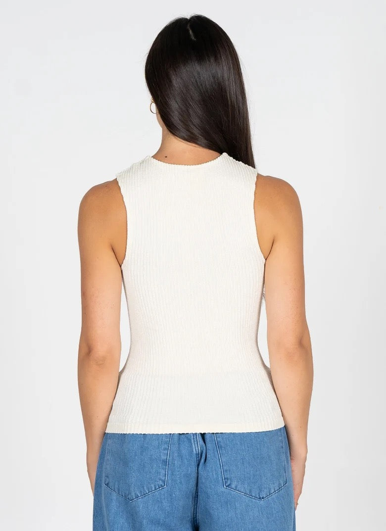 Bamboo Seamless Textured Crew Neck Tank