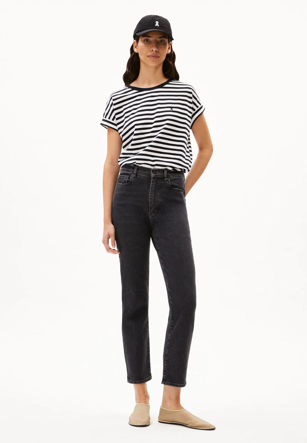 Idaara Stripes Organic Cotton T Shirt - White/Black