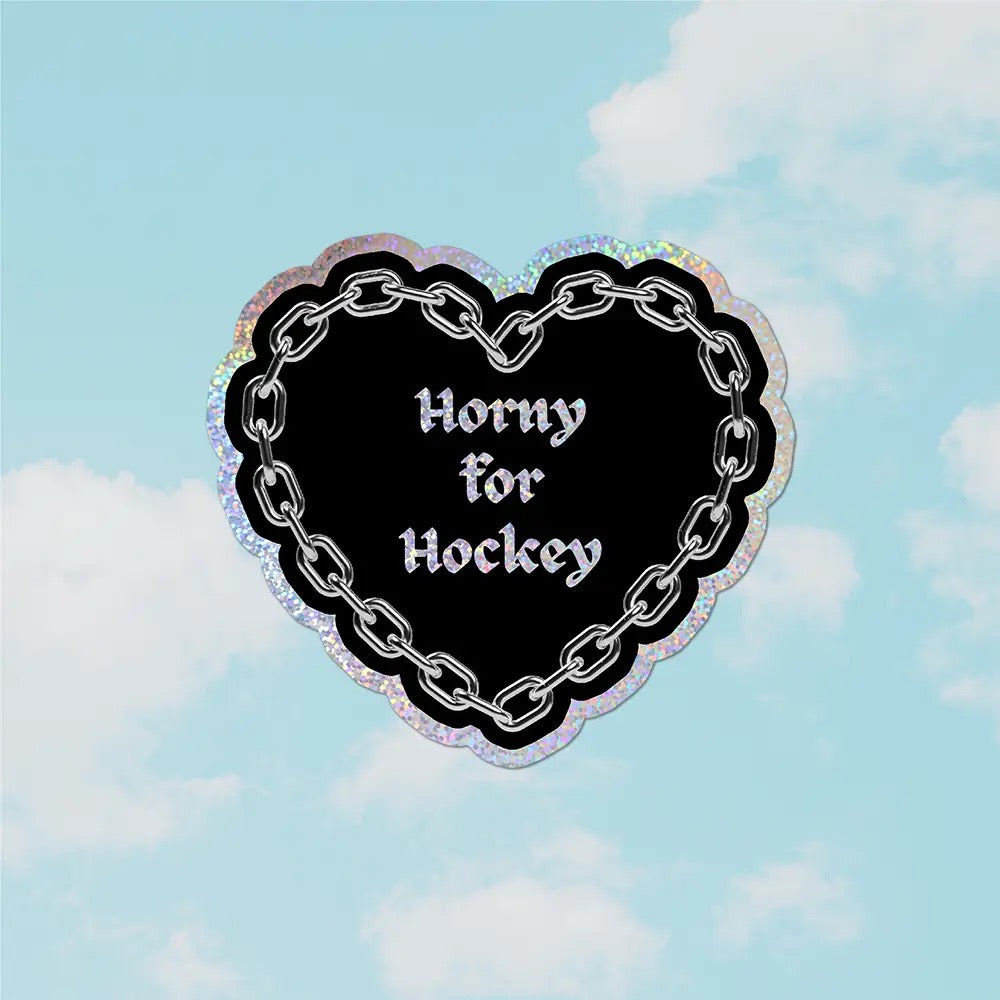 Horny For Hockey Sticker